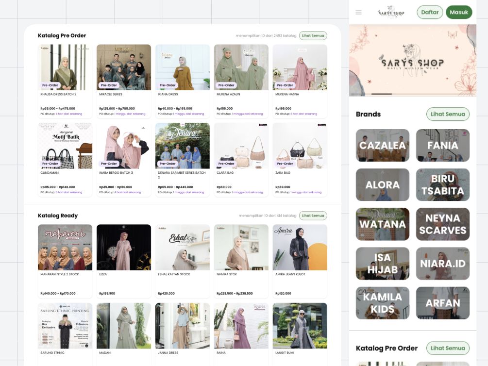 Katalog produk ChicSpace di browser